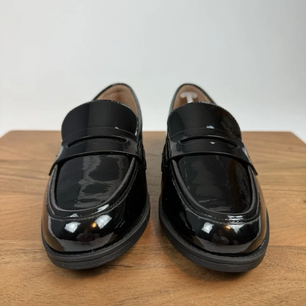 New Womens‎ Cole Haan Black Patent Haverhill Penny Loafers Shoes Sz 6.5 B